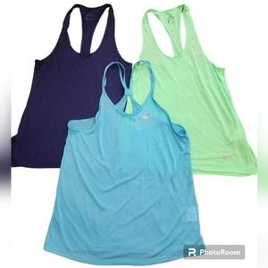 Nike Dri-Fit Tank Bundle Light Blue Lime Green Navy Classic Space Dye Semi Sheer